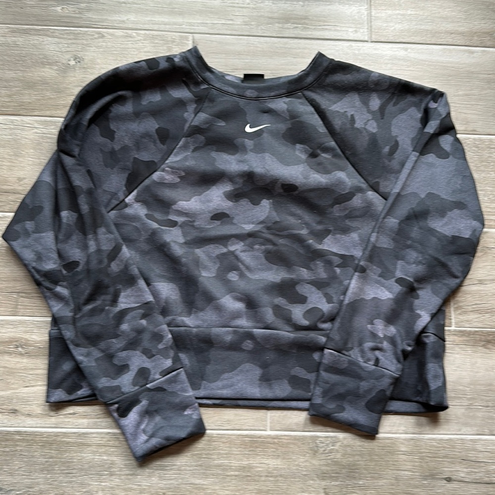 Nike Dri-Fit Cropped Raglan Sweatshirt Black Camo